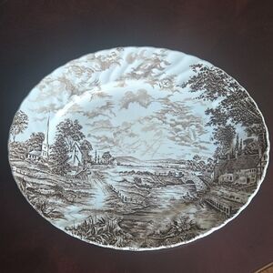 Vintage Ridgway Staffordshire Country Days Brown serving platter